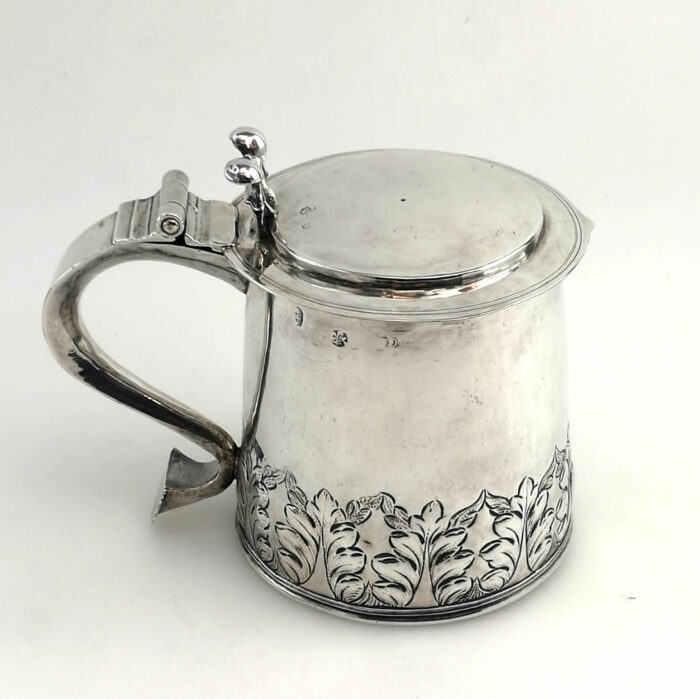 RARE EARLY CHARLES II ANTIQUE STERLING SILVER LIDDED TANKARD YORK 1674